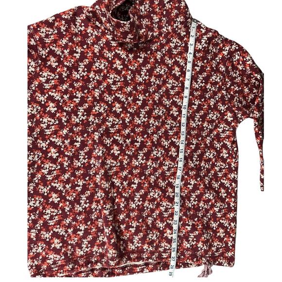 Lands’ End Floral Waffle Knit Cowl Neck Tunic Top 1X Drawstring Hem Cottagecore - Picture 6 of 16